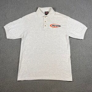Harley-Davidson Oakland California Polo Shirt Mens Medium Gray Short Sleeve Logo